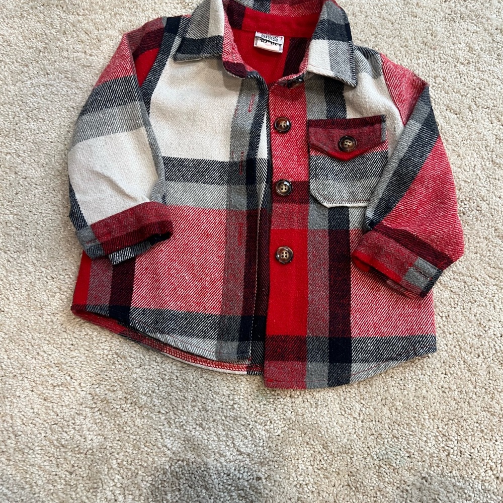 Red and Black Plaid Button Down Shirt